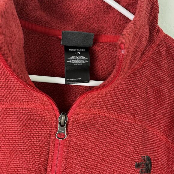The North Face Red Fleece Warm Quarter Zip Jacket Large 210 - Picture 2 of 7